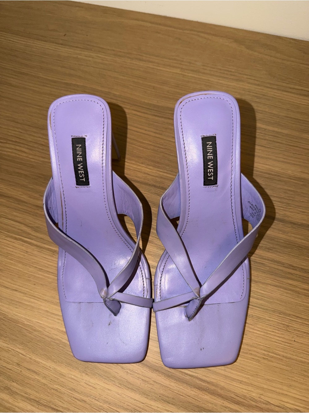 Nine West Lilac Square-Toe Thong Heels - Picture 2 of 5